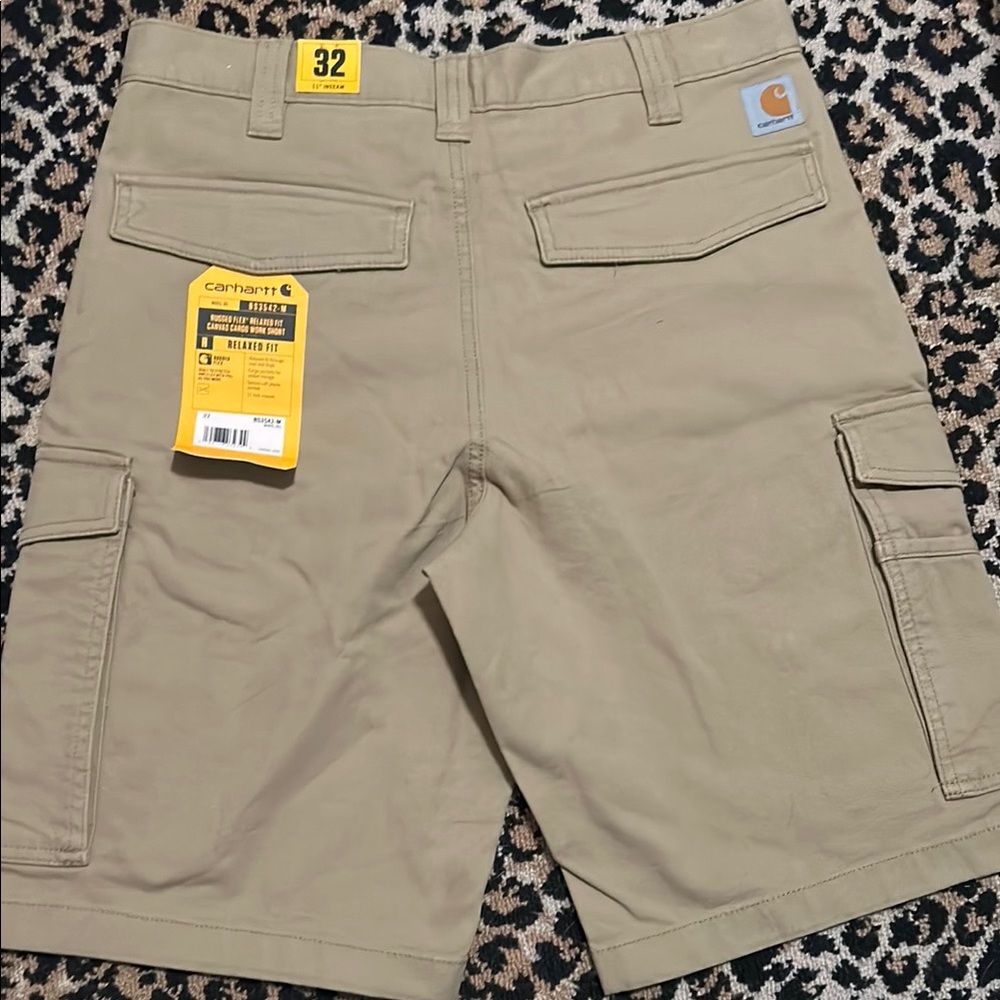 Carhartt Men's Tan Cargo Work Shorts 32 Relaxed Rugged Flex